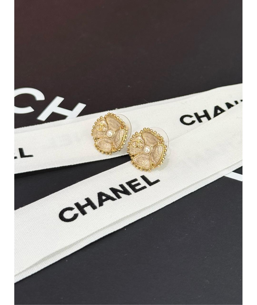 CHANEL Золотые металлические серьги, фото 2