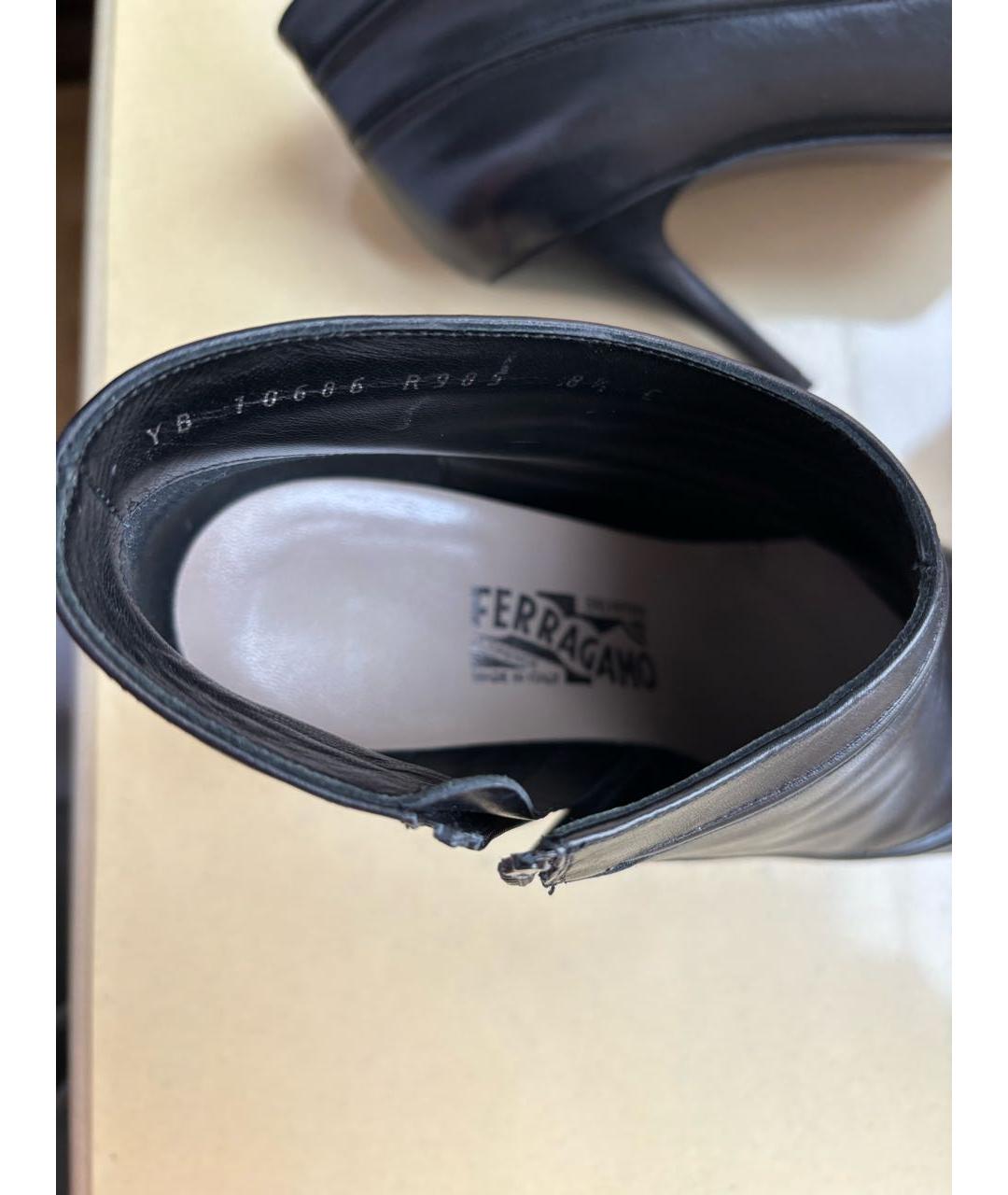 FERRAGAMO Черные кожаные ботильоны, фото 4