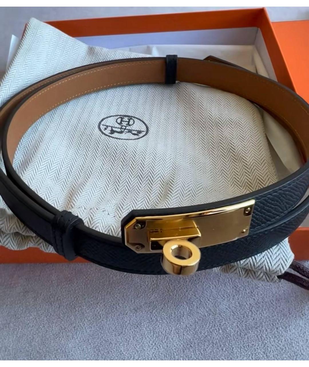 HERMES Черный кожаный ремень, фото 3