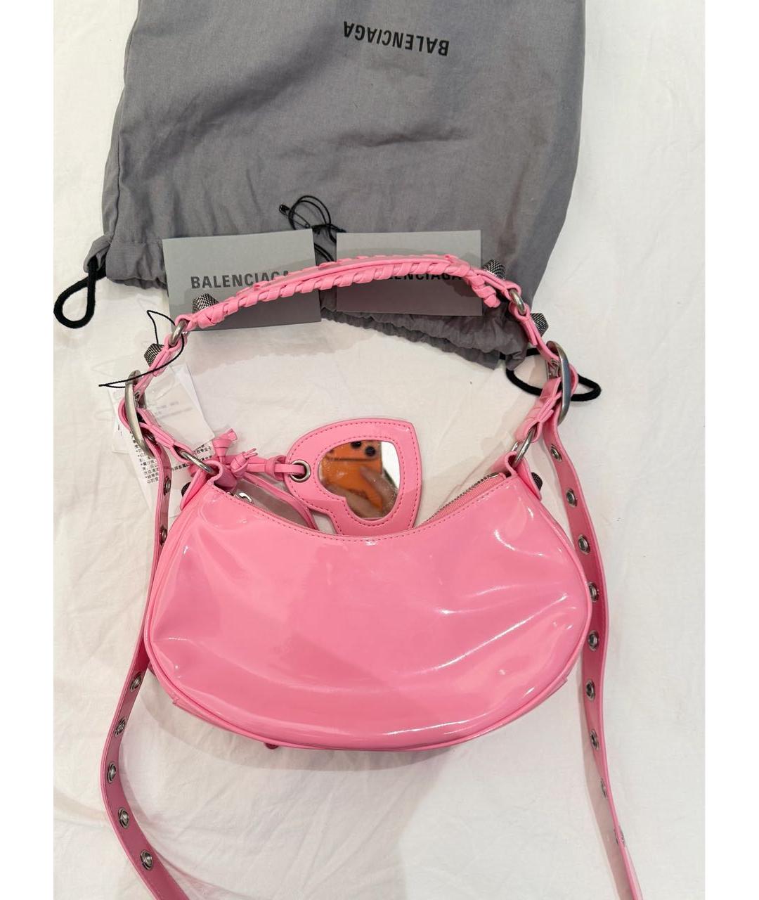 BALENCIAGA Розовая кожаная сумка через плечо, фото 6