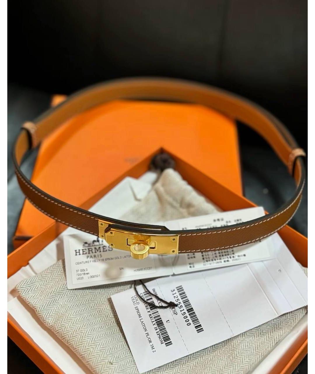 HERMES Коричневый кожаный ремень, фото 3