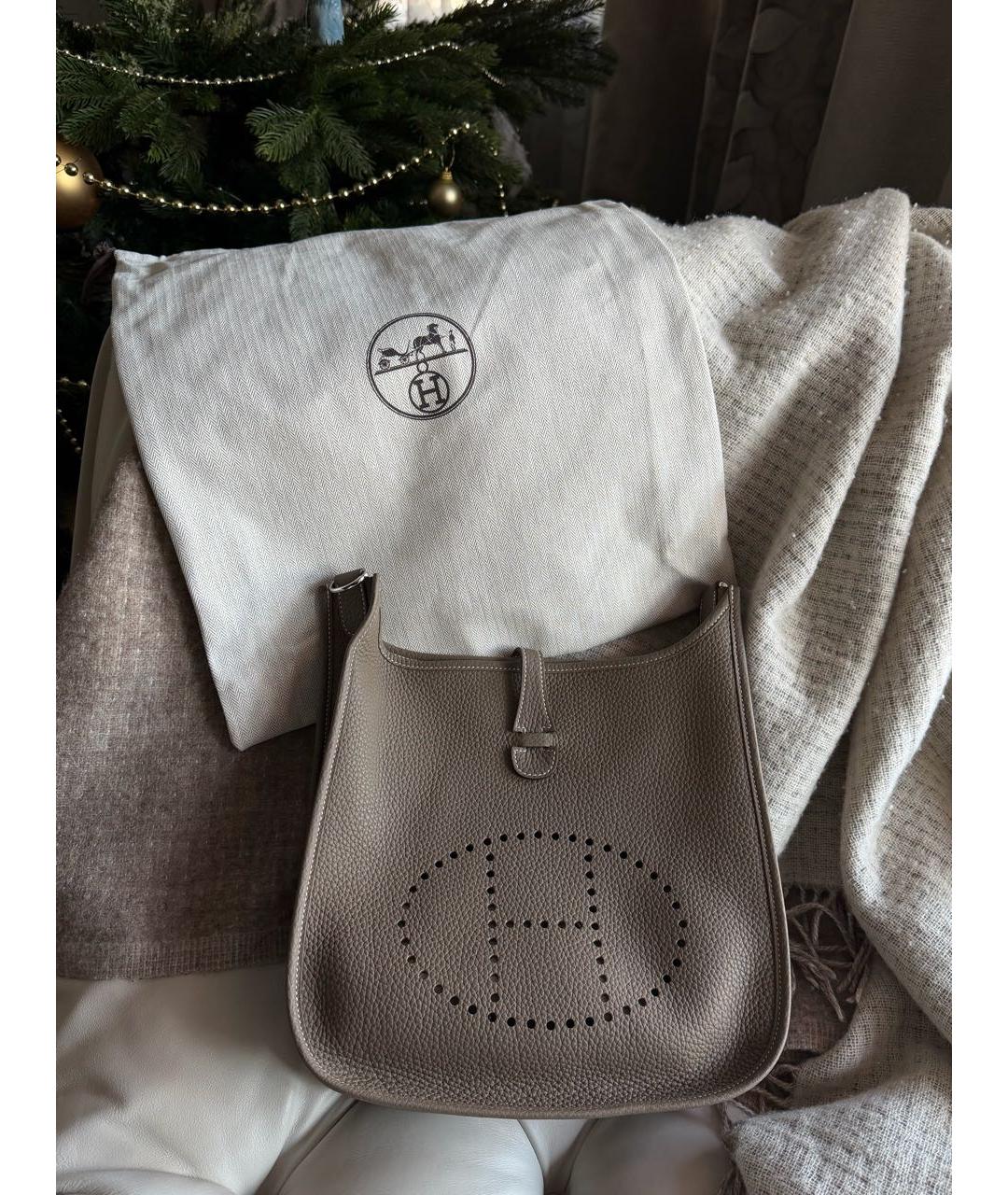 HERMES Бежевая кожаная сумка через плечо, фото 5