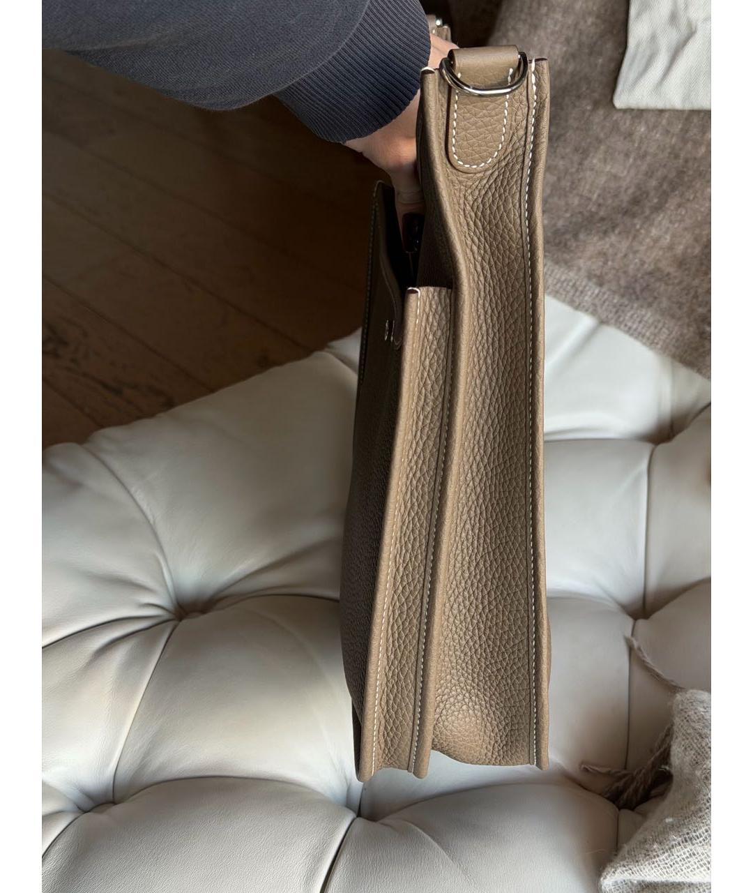 HERMES Бежевая кожаная сумка через плечо, фото 4