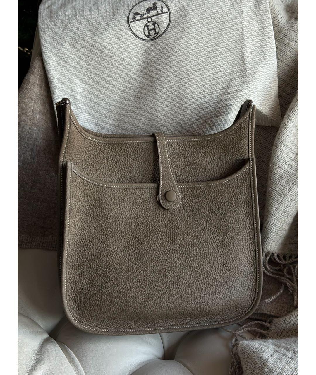 HERMES Бежевая кожаная сумка через плечо, фото 2