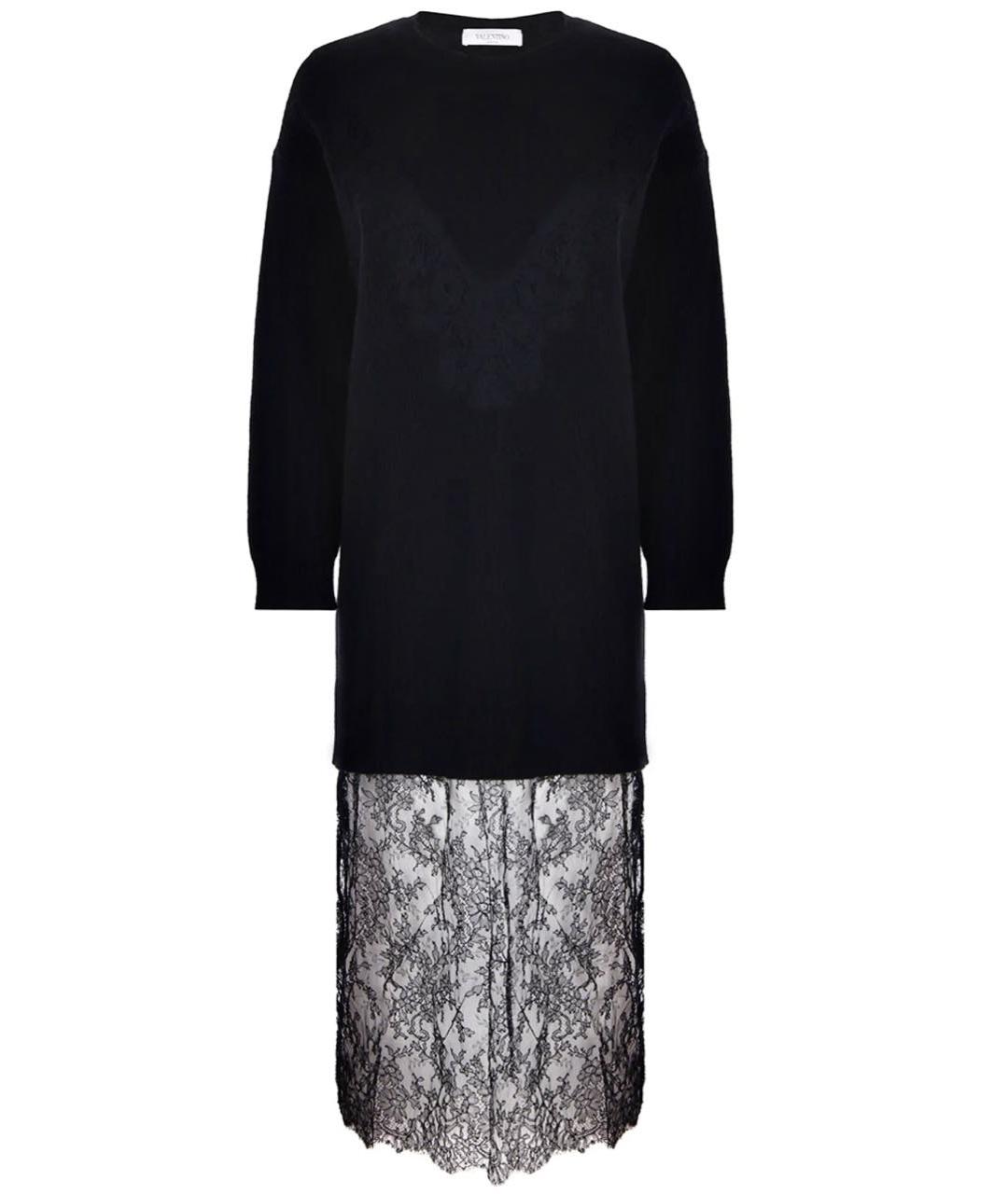 VALENTINO Черное шерстяное повседневное платье, фото 1