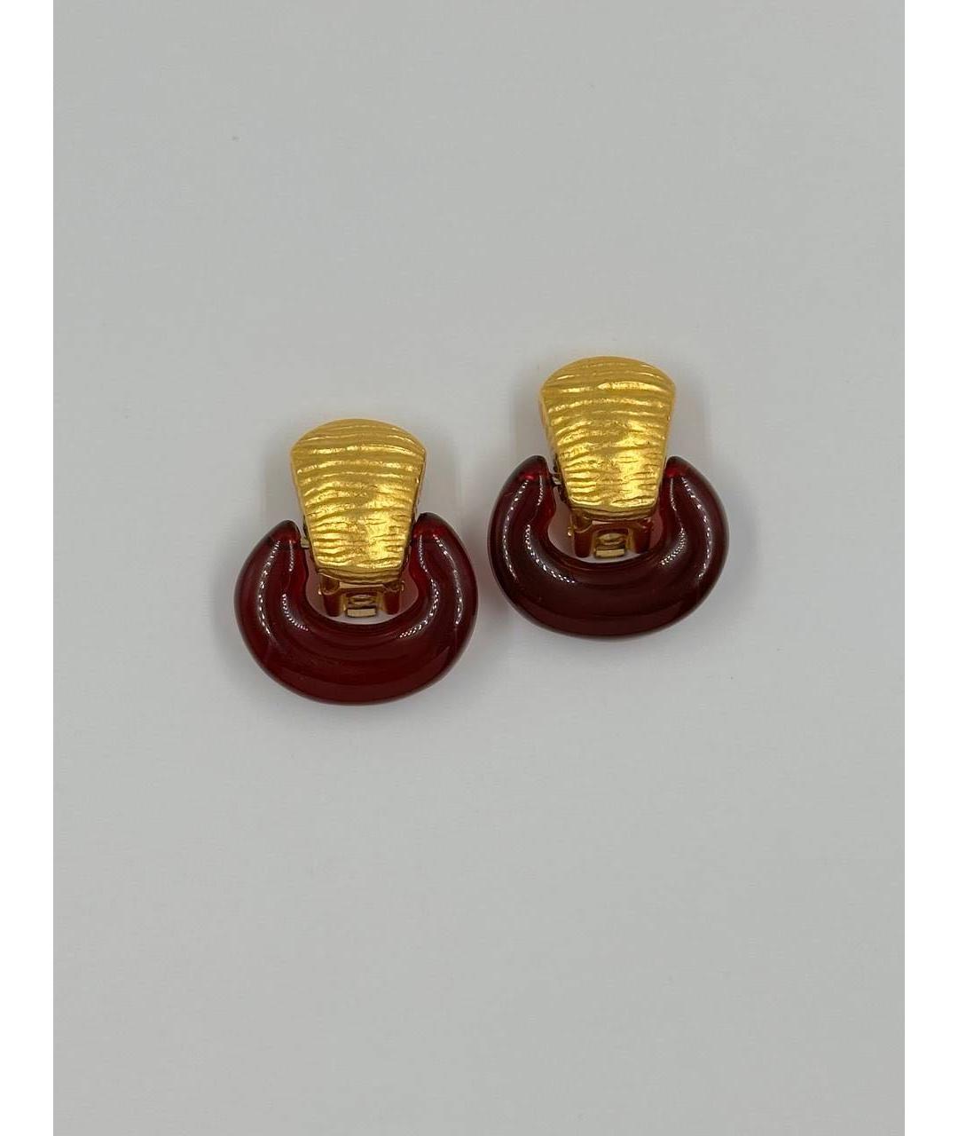 GIVENCHY Бордовые позолоченные клипсы, фото 7