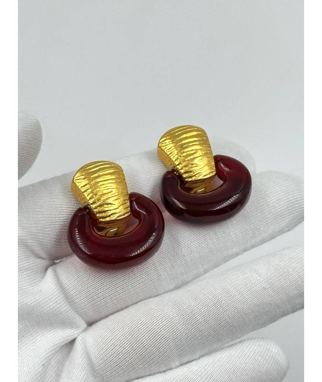 GIVENCHY Бордовые позолоченные клипсы, фото 5