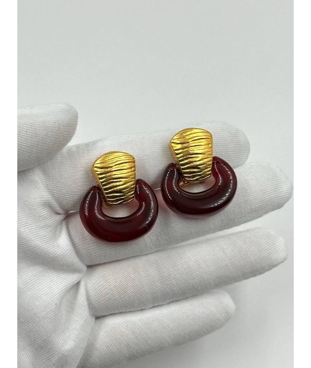 GIVENCHY Бордовые позолоченные клипсы, фото 4