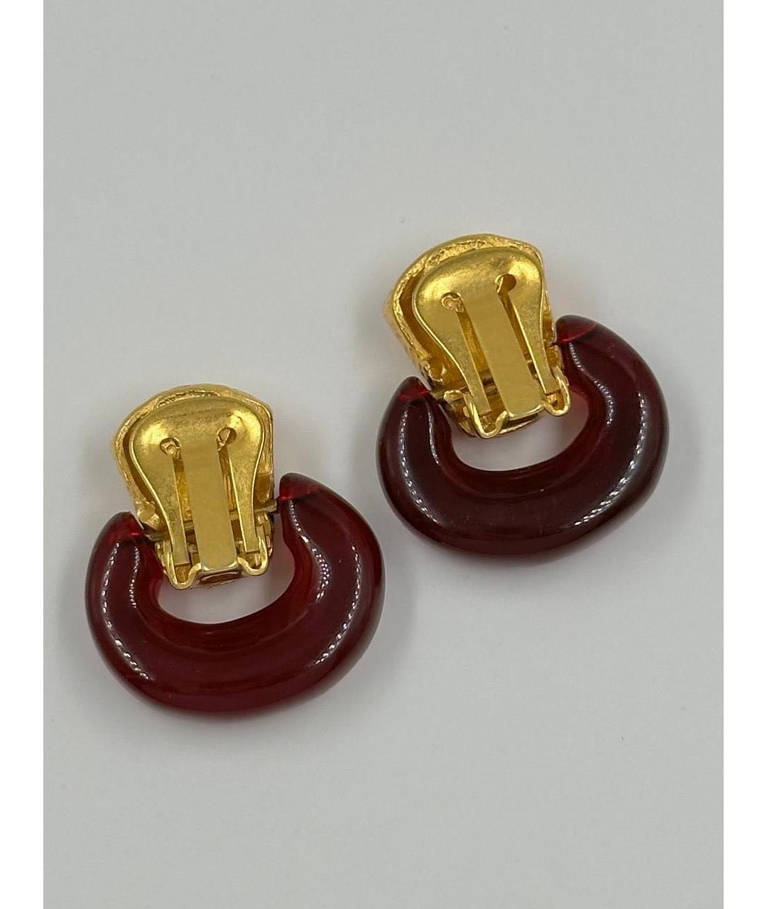 GIVENCHY Бордовые позолоченные клипсы, фото 2