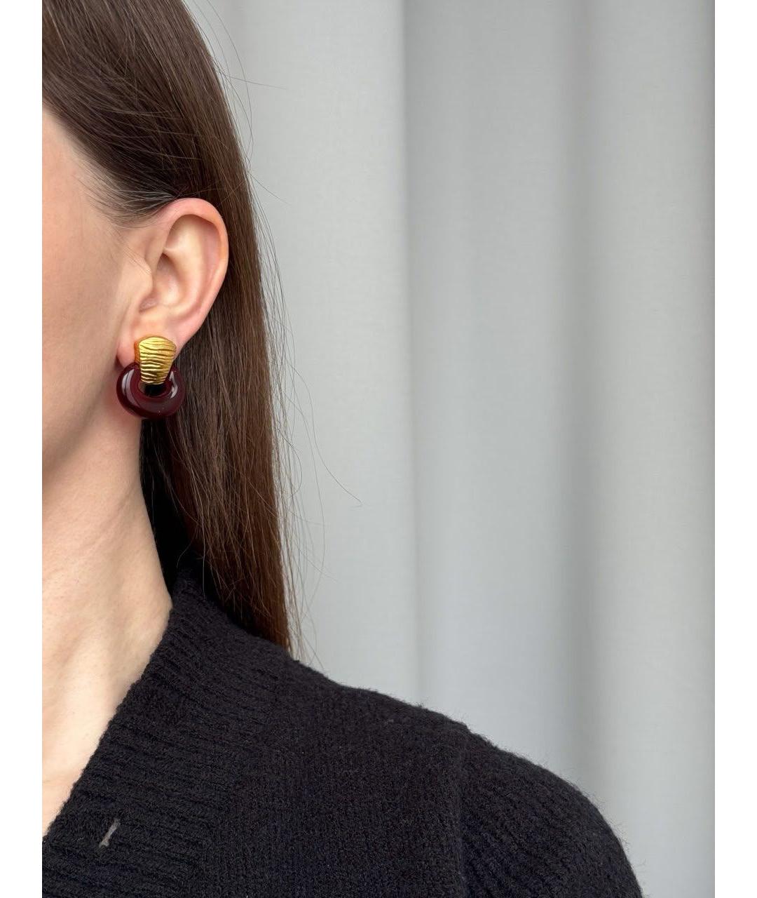 GIVENCHY Бордовые позолоченные клипсы, фото 6