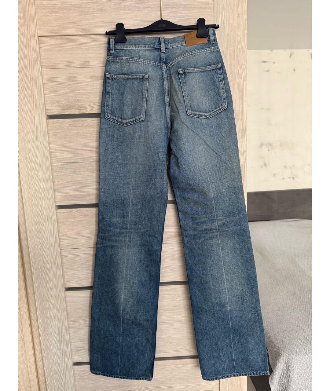 SAINT LAURENT Синие хлопковые прямые джинсы, фото 2