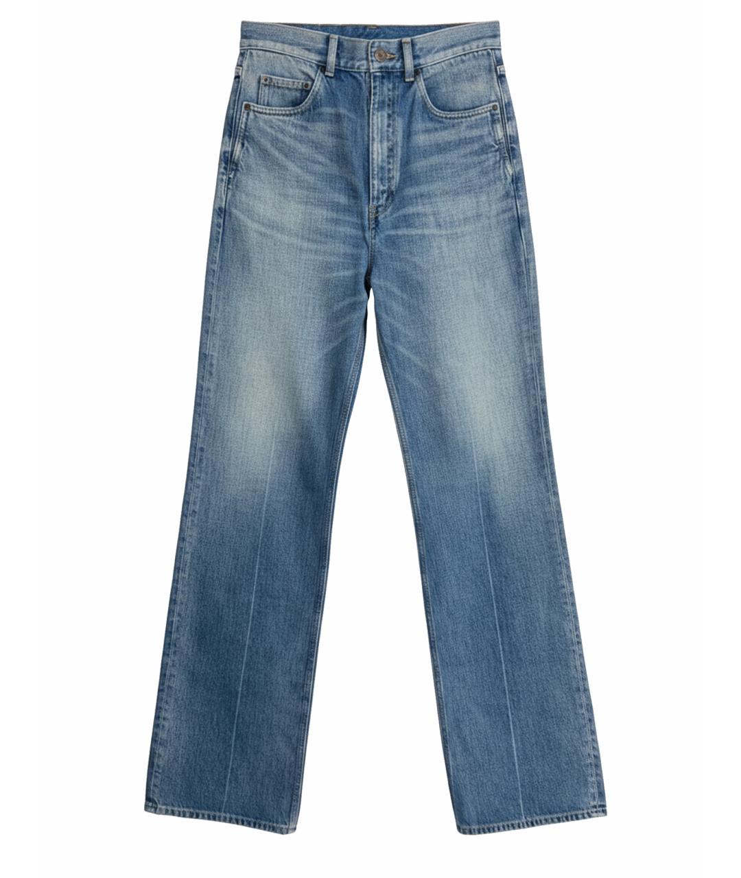 SAINT LAURENT Синие хлопковые прямые джинсы, фото 1