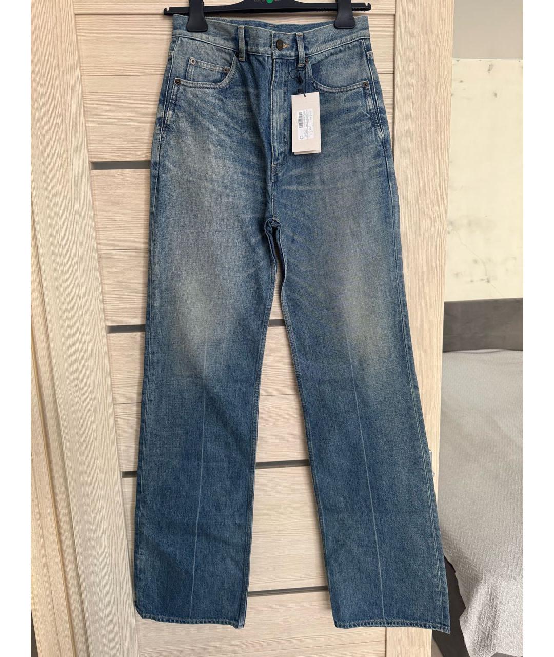SAINT LAURENT Синие хлопковые прямые джинсы, фото 6