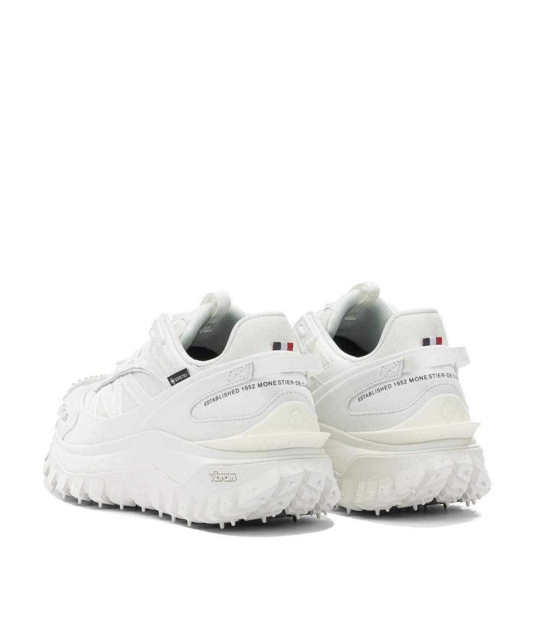 MONCLER Белые кожаные низкие кроссовки / кеды, фото 3