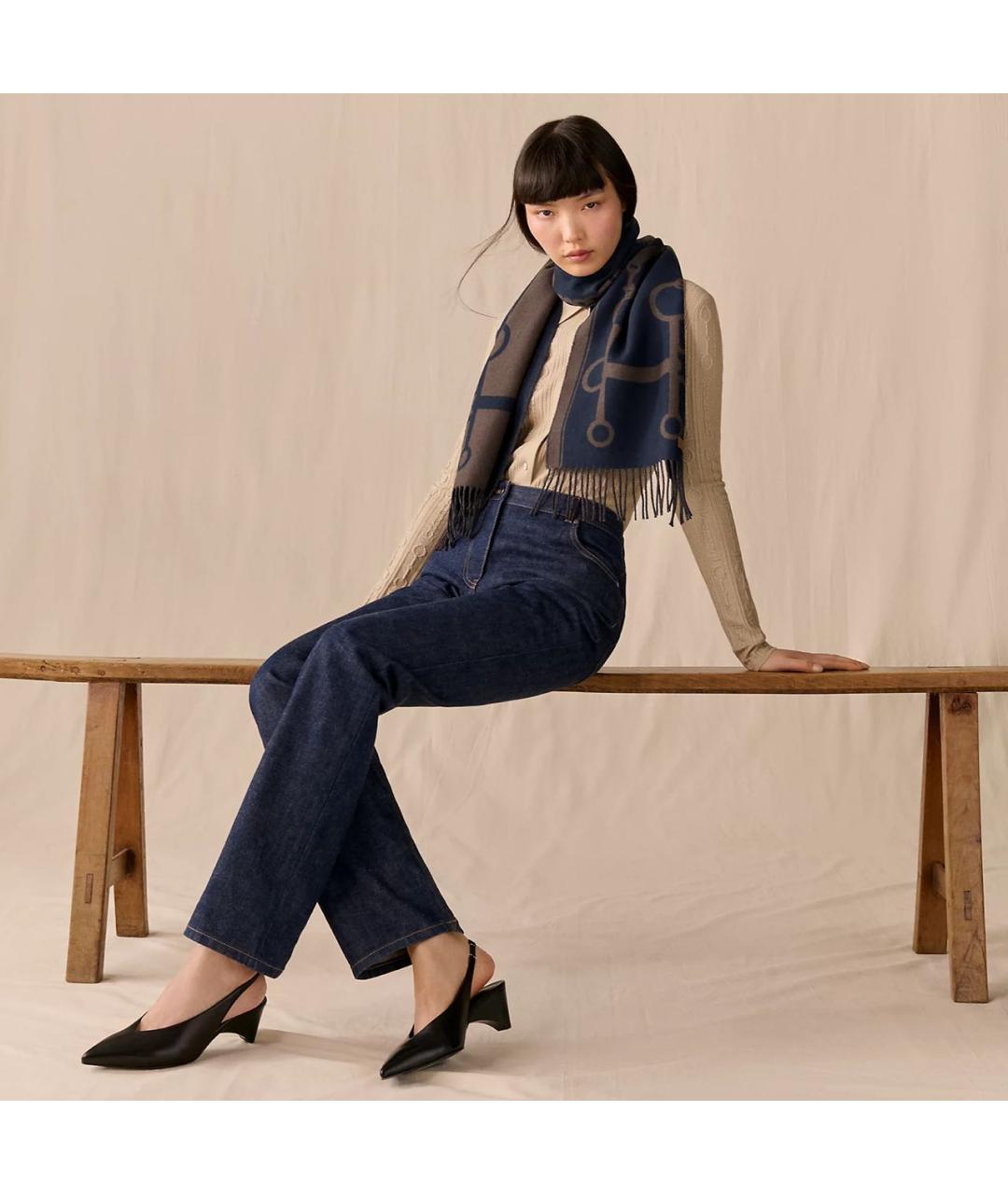 HERMES Мульти кашемировый шарф, фото 2