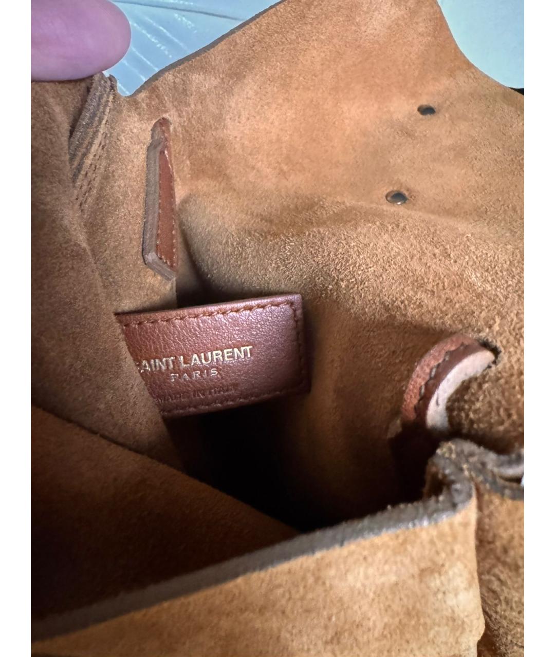 SAINT LAURENT Коричневая замшевая сумка через плечо, фото 4