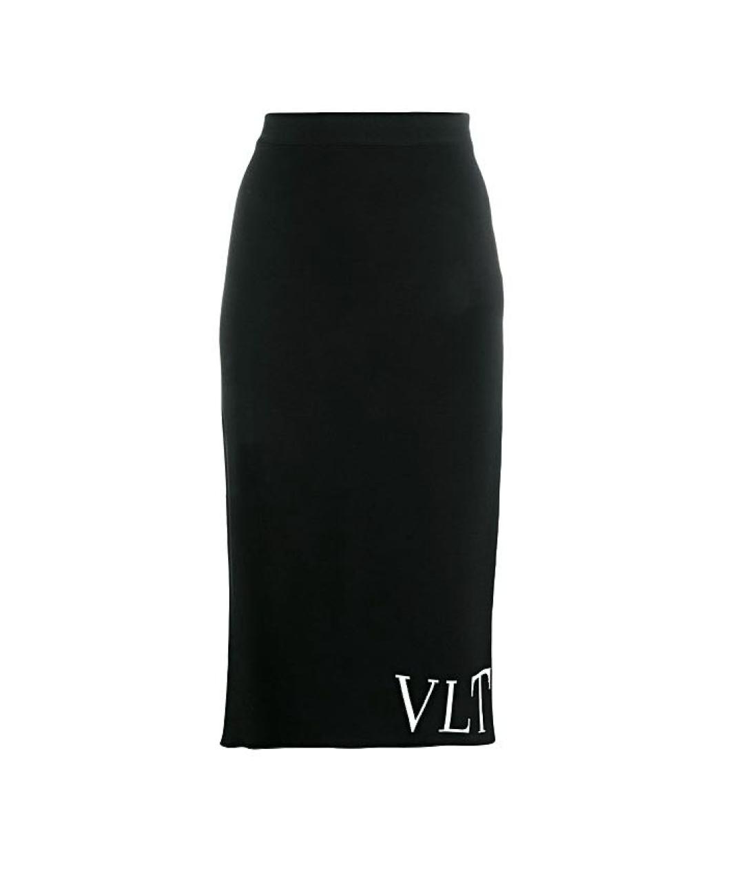 VALENTINO Черная вискозная юбка миди, фото 1