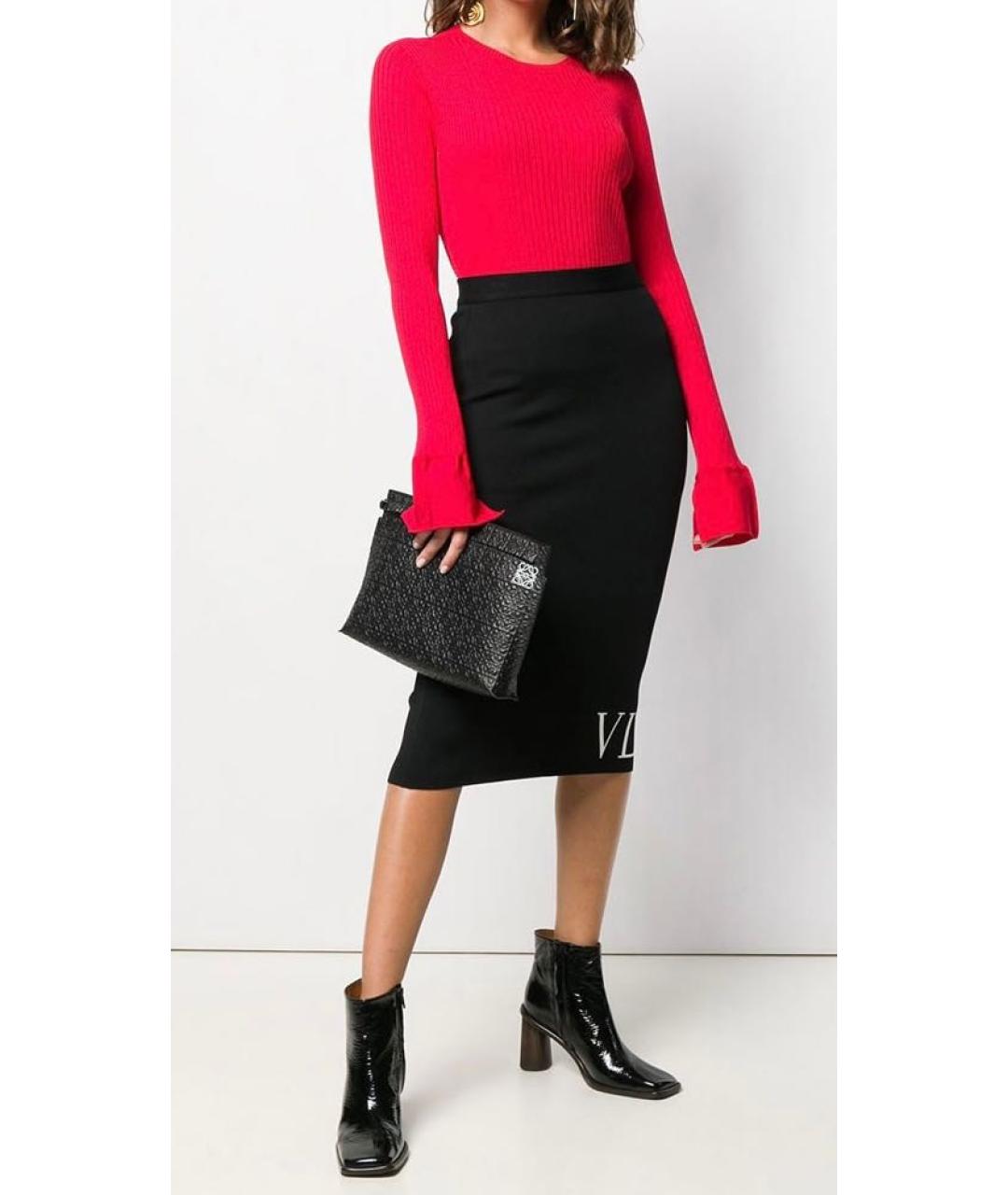VALENTINO Черная вискозная юбка миди, фото 3