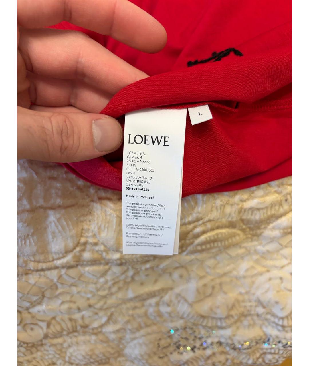 LOEWE Красная хлопковая футболка, фото 4
