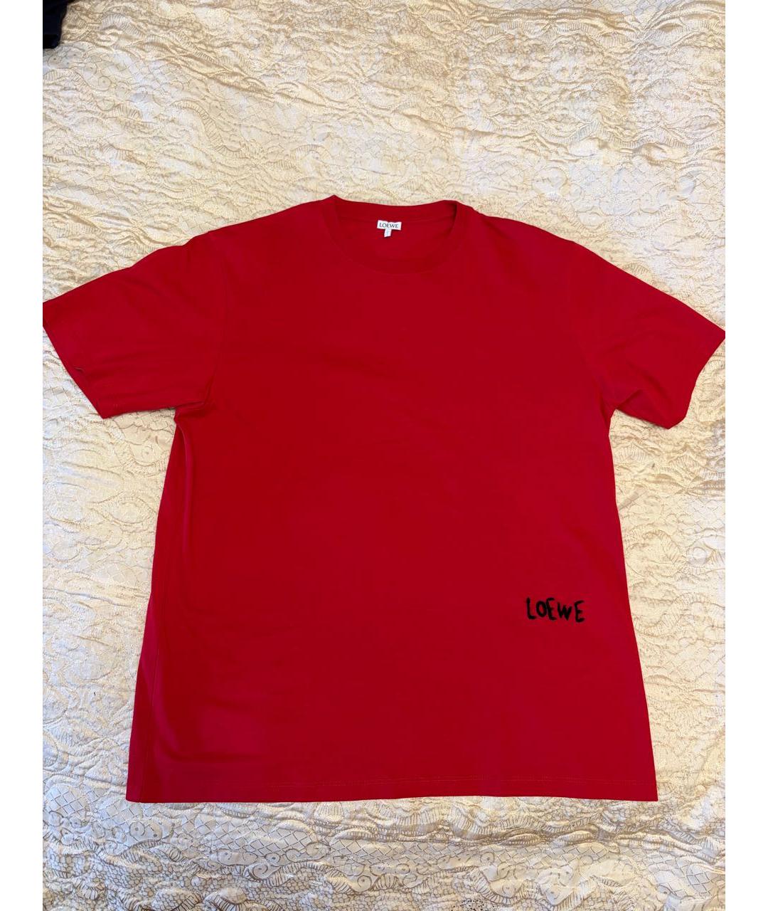LOEWE Красная хлопковая футболка, фото 7