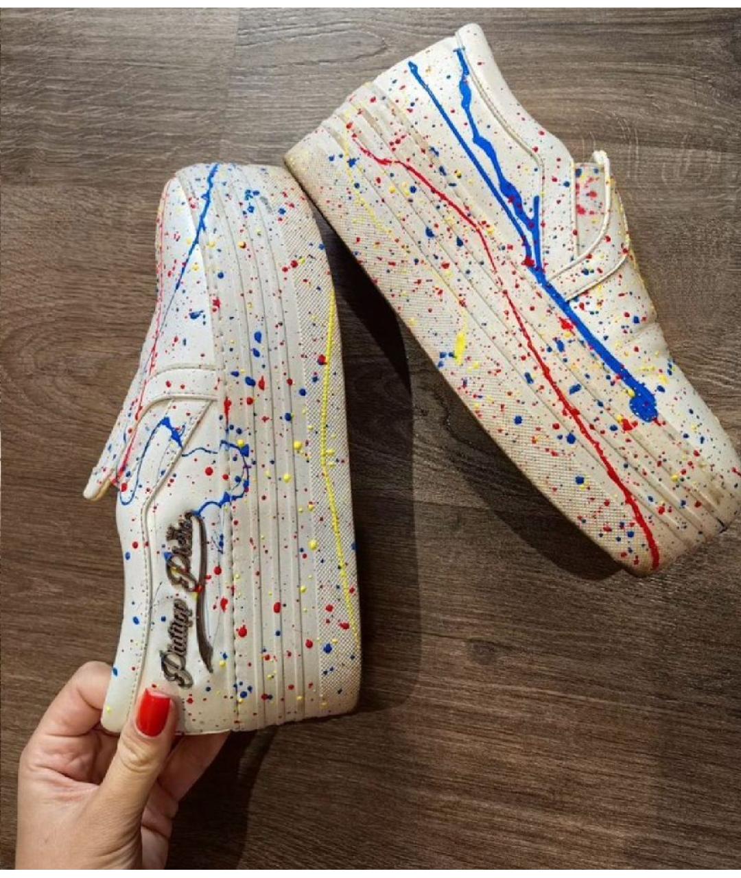 PHILIPP PLEIN Белые кожаные слипоны, фото 3