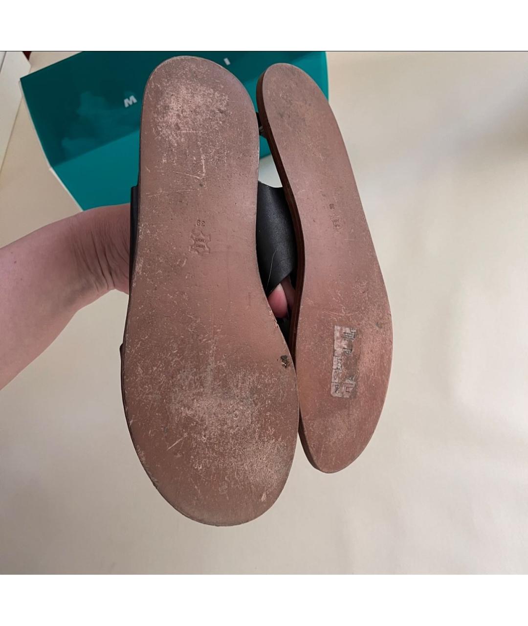 MARNI Черные кожаные босоножки, фото 4