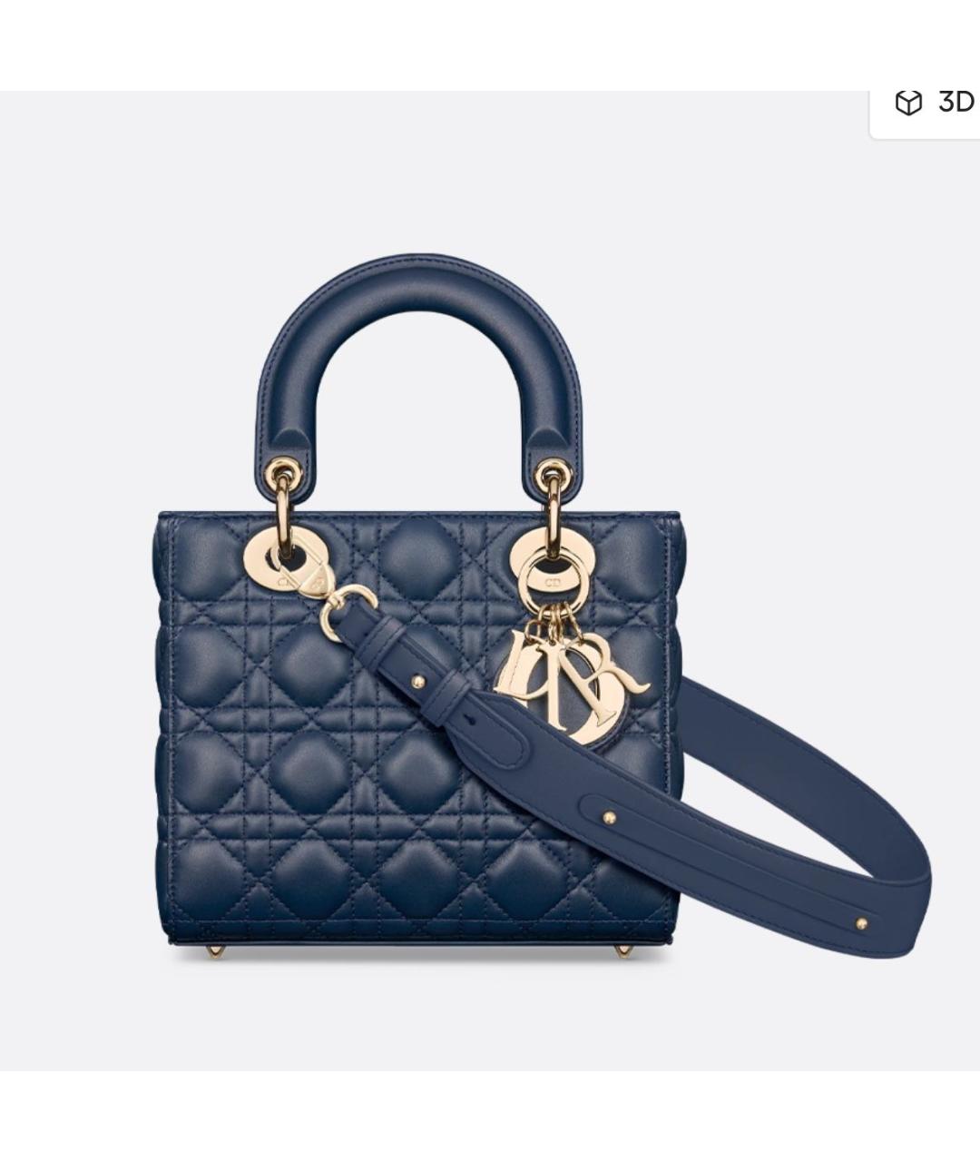 CHRISTIAN DIOR Темно-синяя кожаная сумка с короткими ручками, фото 8