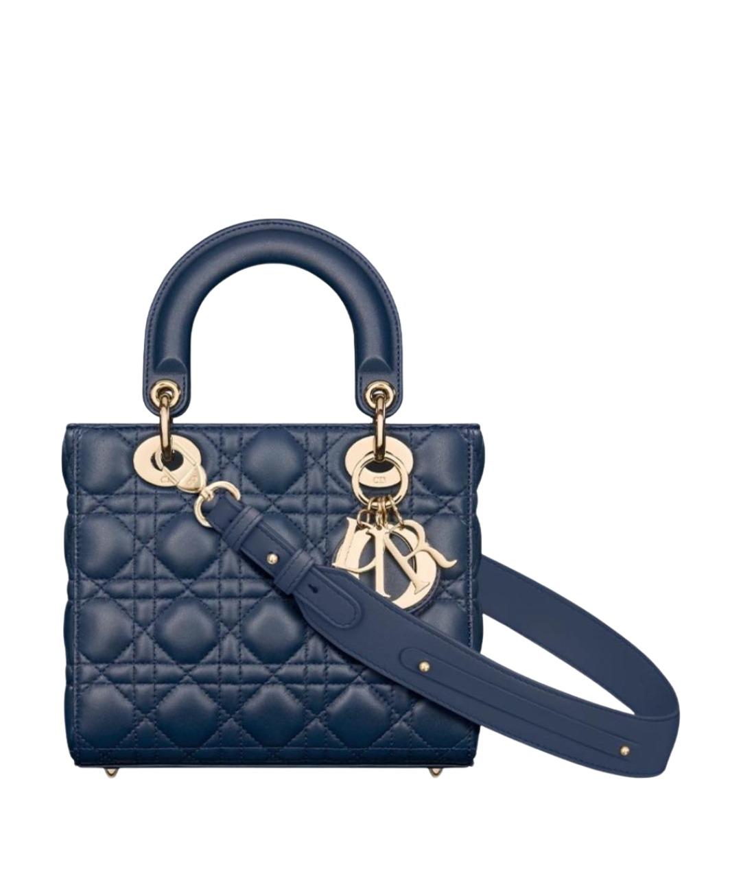 CHRISTIAN DIOR Темно-синяя кожаная сумка с короткими ручками, фото 1