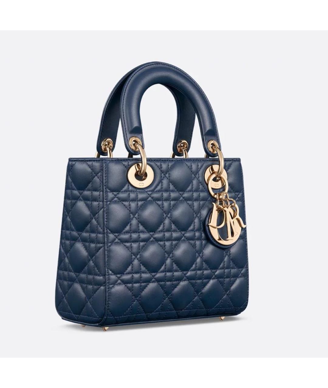 CHRISTIAN DIOR Темно-синяя кожаная сумка с короткими ручками, фото 2