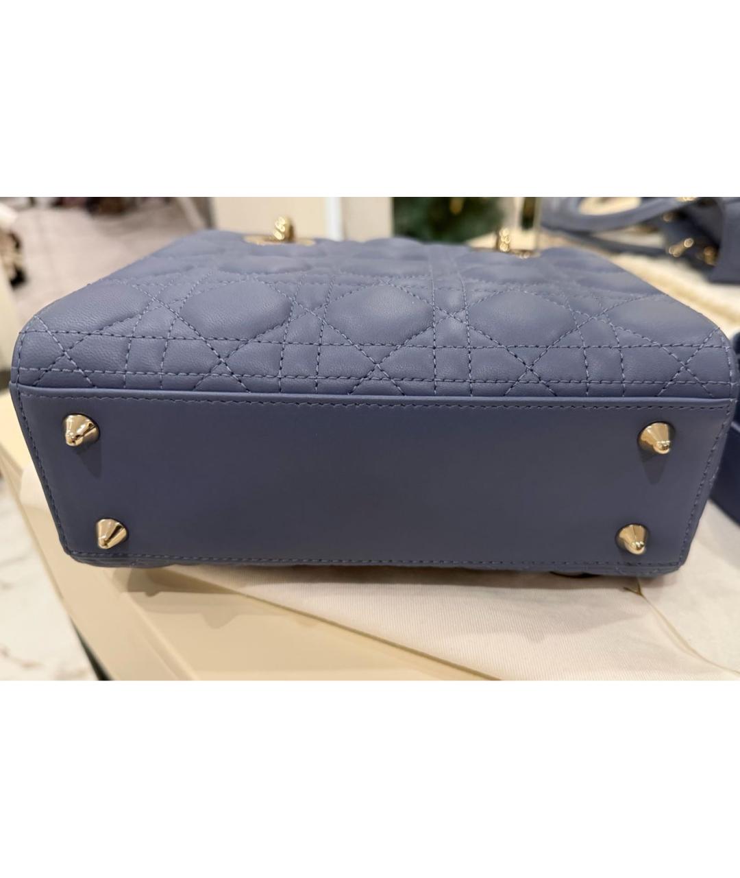 CHRISTIAN DIOR Темно-синяя кожаная сумка с короткими ручками, фото 4