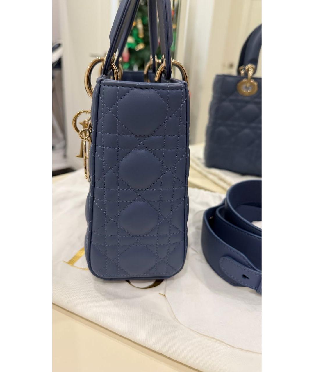CHRISTIAN DIOR Темно-синяя кожаная сумка с короткими ручками, фото 7