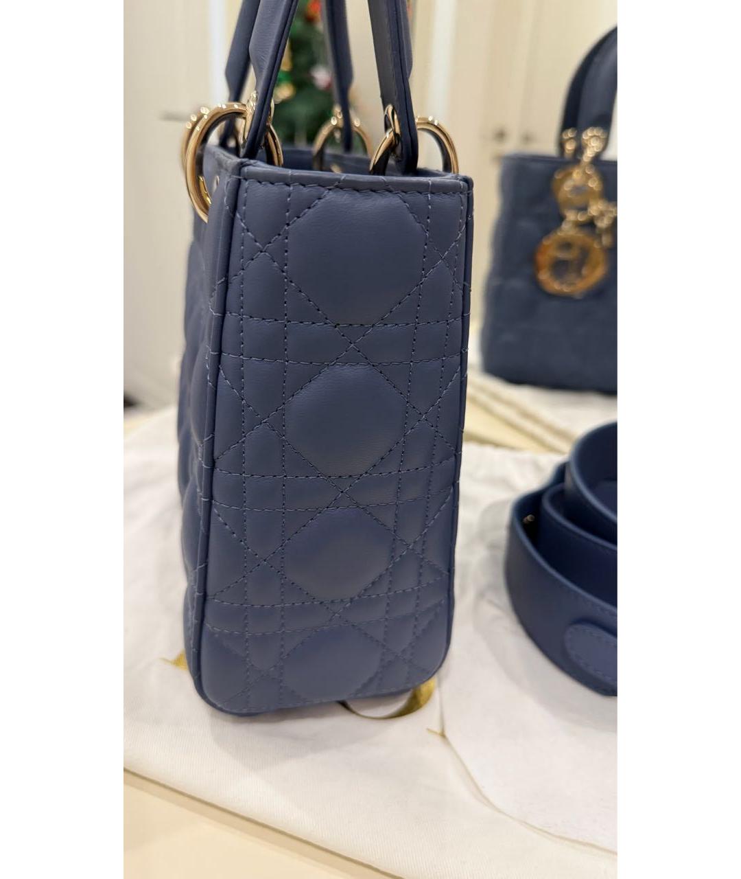 CHRISTIAN DIOR Темно-синяя кожаная сумка с короткими ручками, фото 6