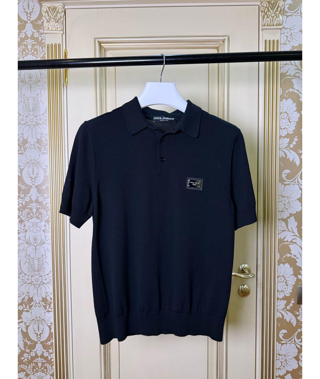 DOLCE&GABBANA Темно-синее поло с коротким рукавом, фото 6