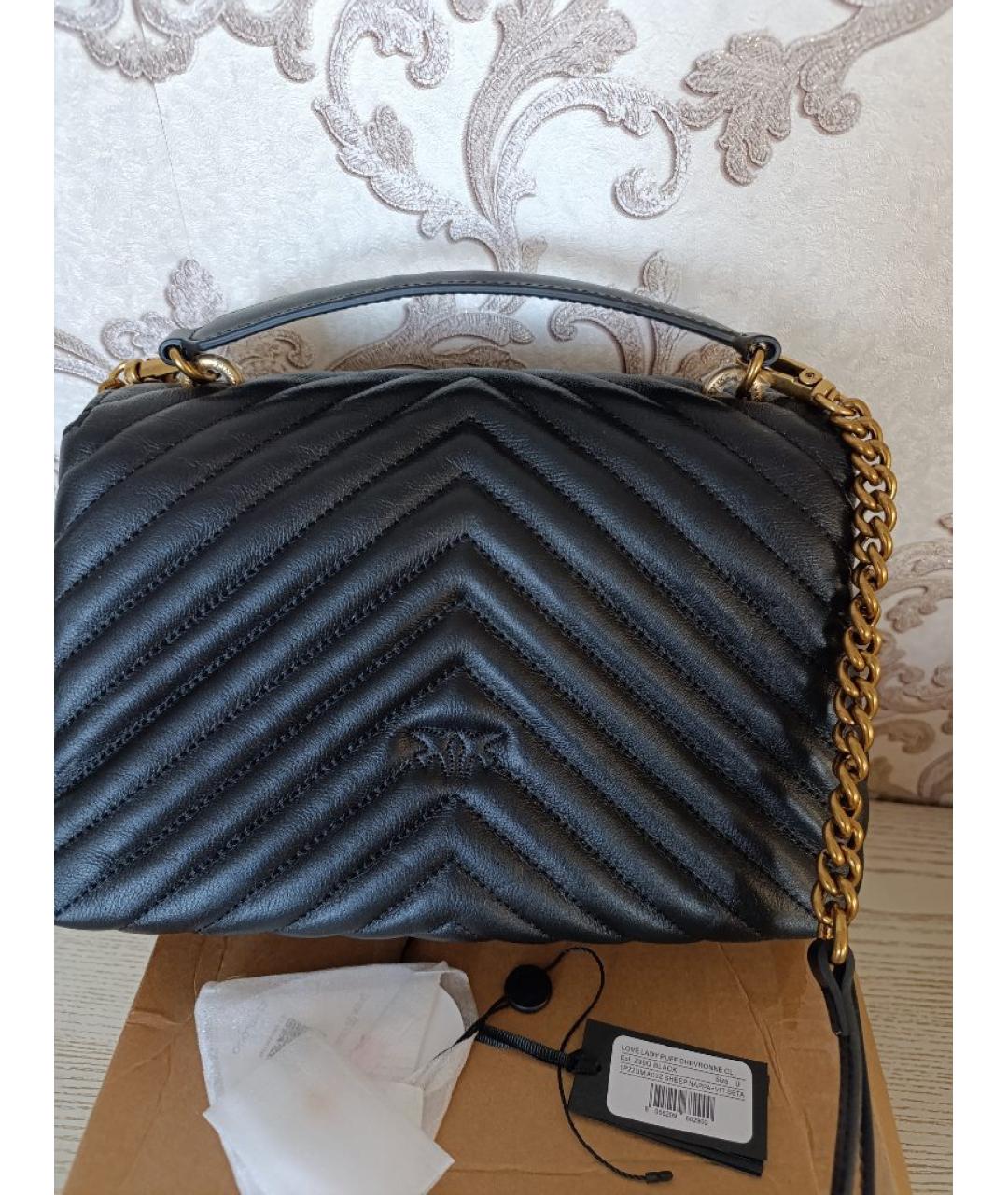 PINKO Черная кожаная сумка через плечо, фото 3