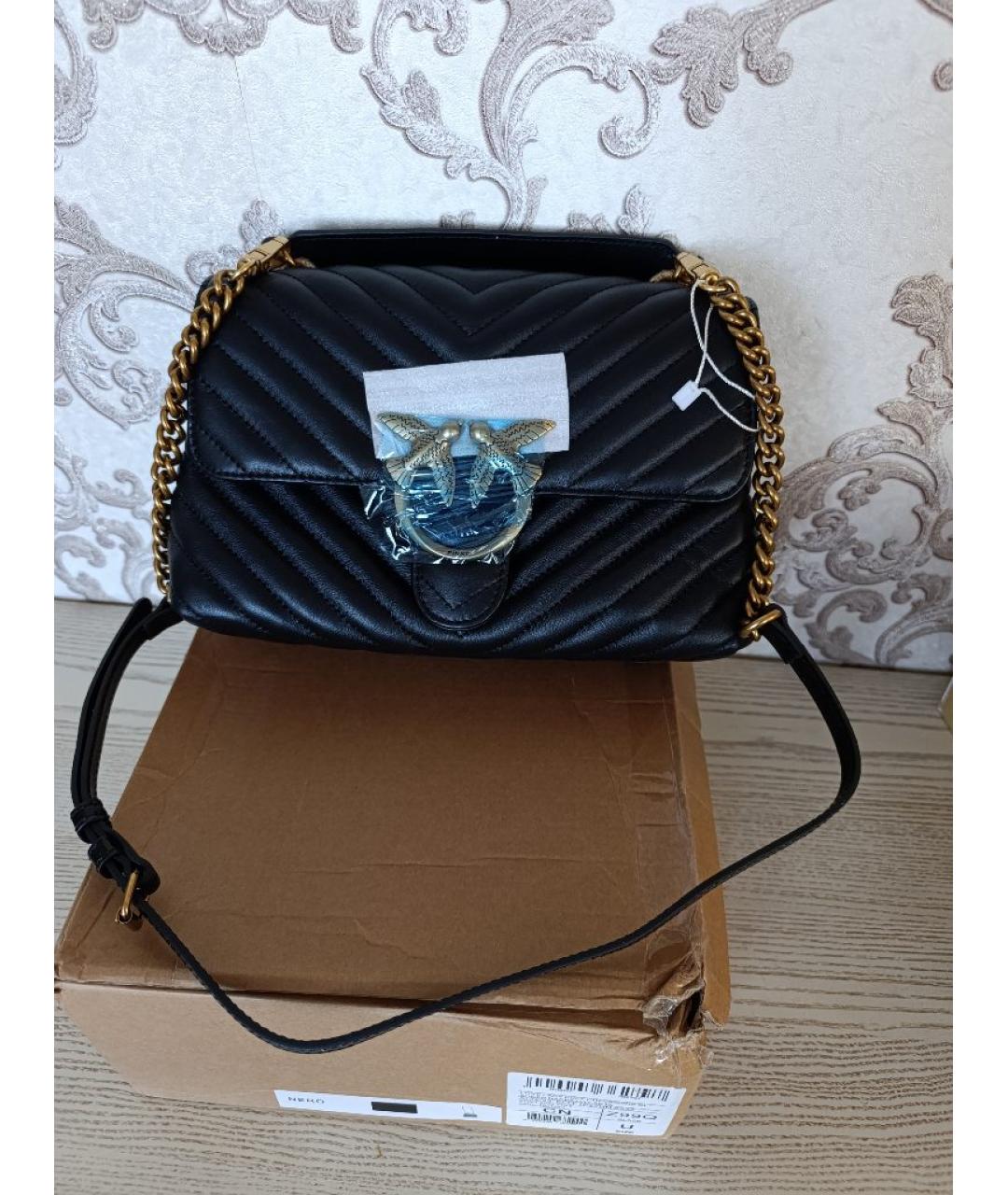 PINKO Черная кожаная сумка через плечо, фото 5