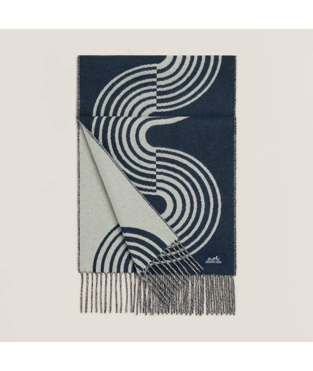HERMES Темно-синий кашемировый шарф, фото 5