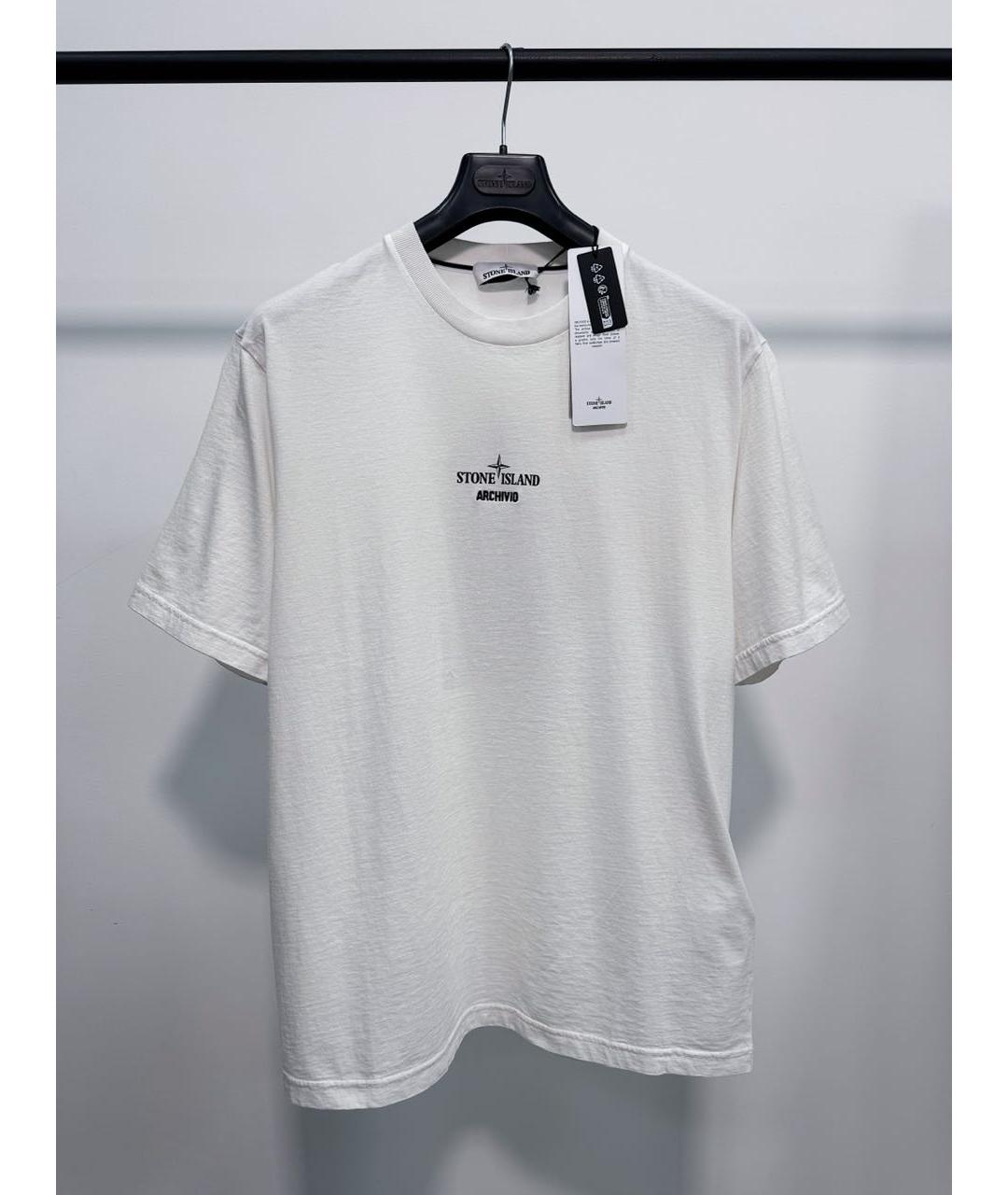 STONE ISLAND Белая хлопковая футболка, фото 5