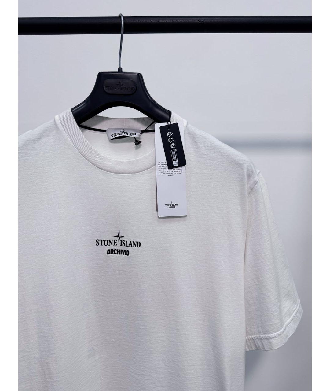 STONE ISLAND Белая хлопковая футболка, фото 2