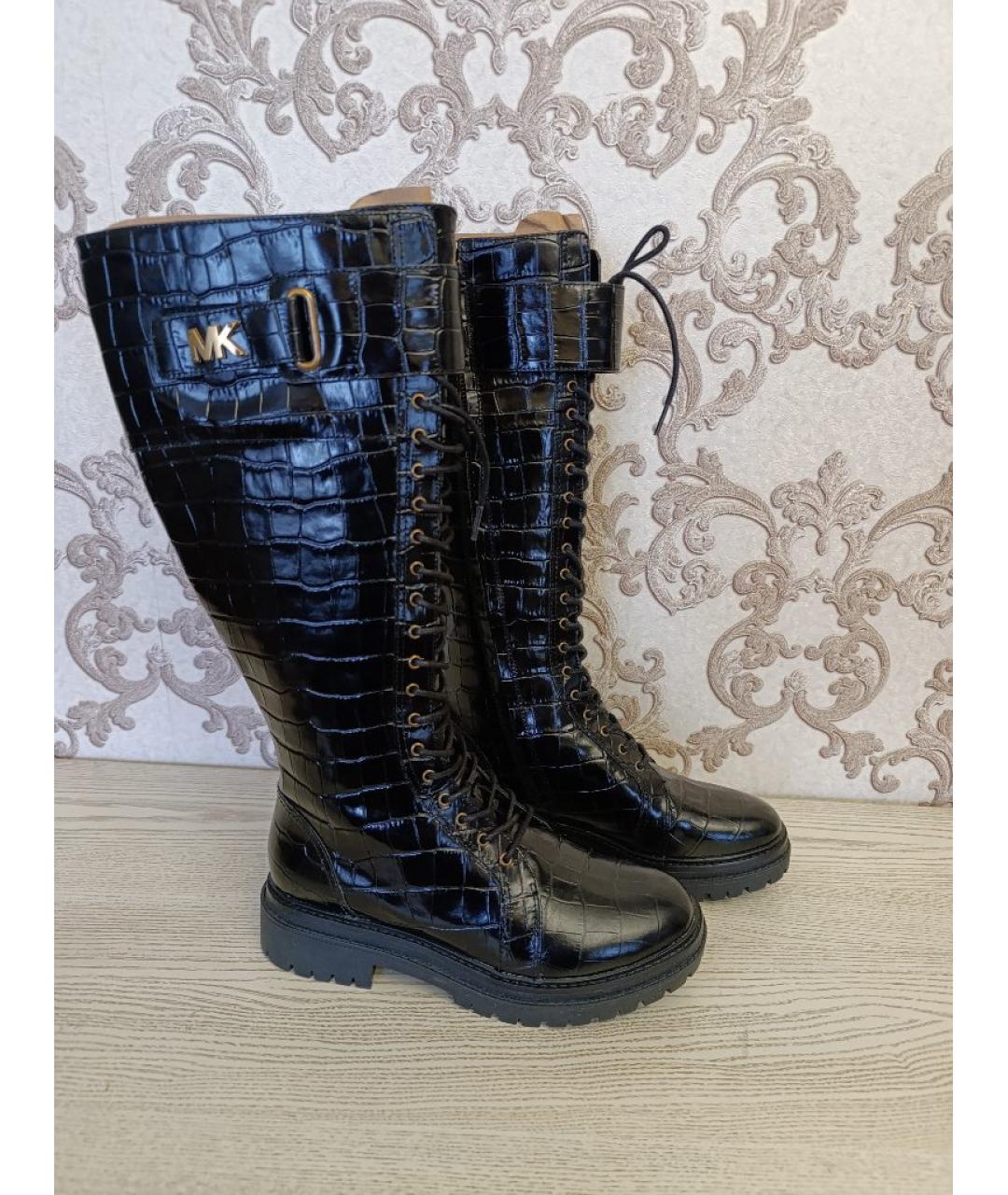 MICHAEL KORS Черные кожаные сапоги, фото 6