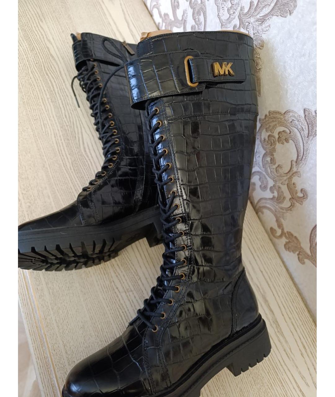 MICHAEL KORS Черные кожаные сапоги, фото 3