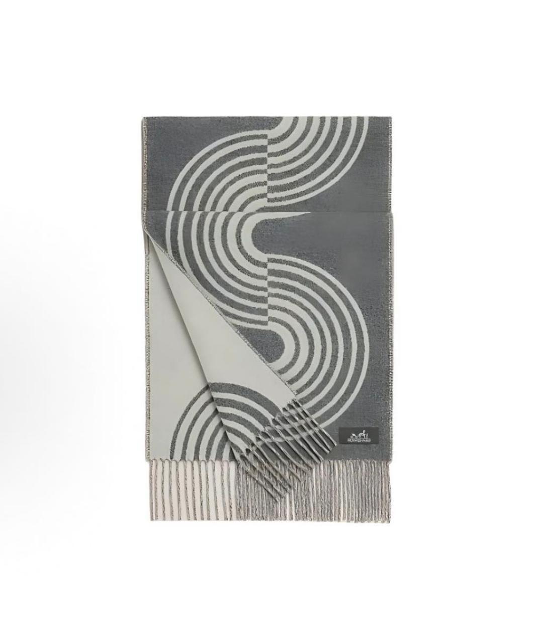 HERMES Серый кашемировый шарф, фото 1