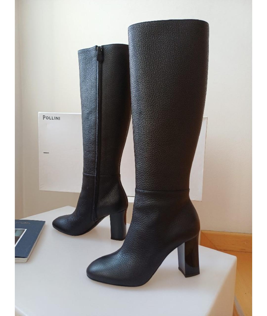 POLLINI Черные кожаные сапоги, фото 3