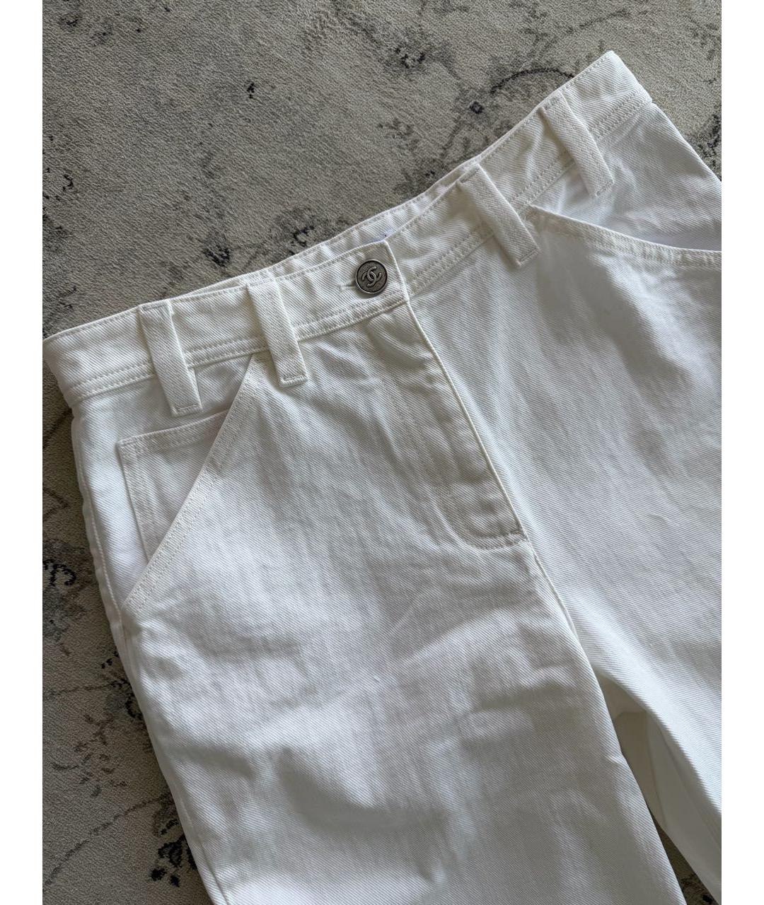 CHANEL Белые хлопковые прямые джинсы, фото 3