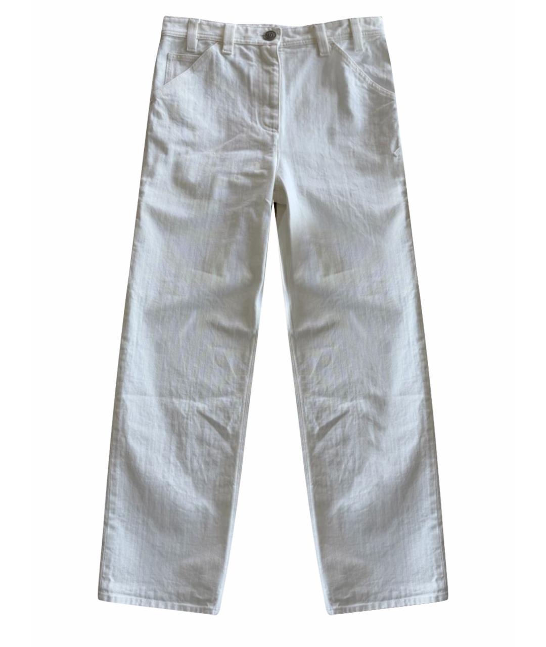 CHANEL Белые хлопковые прямые джинсы, фото 1