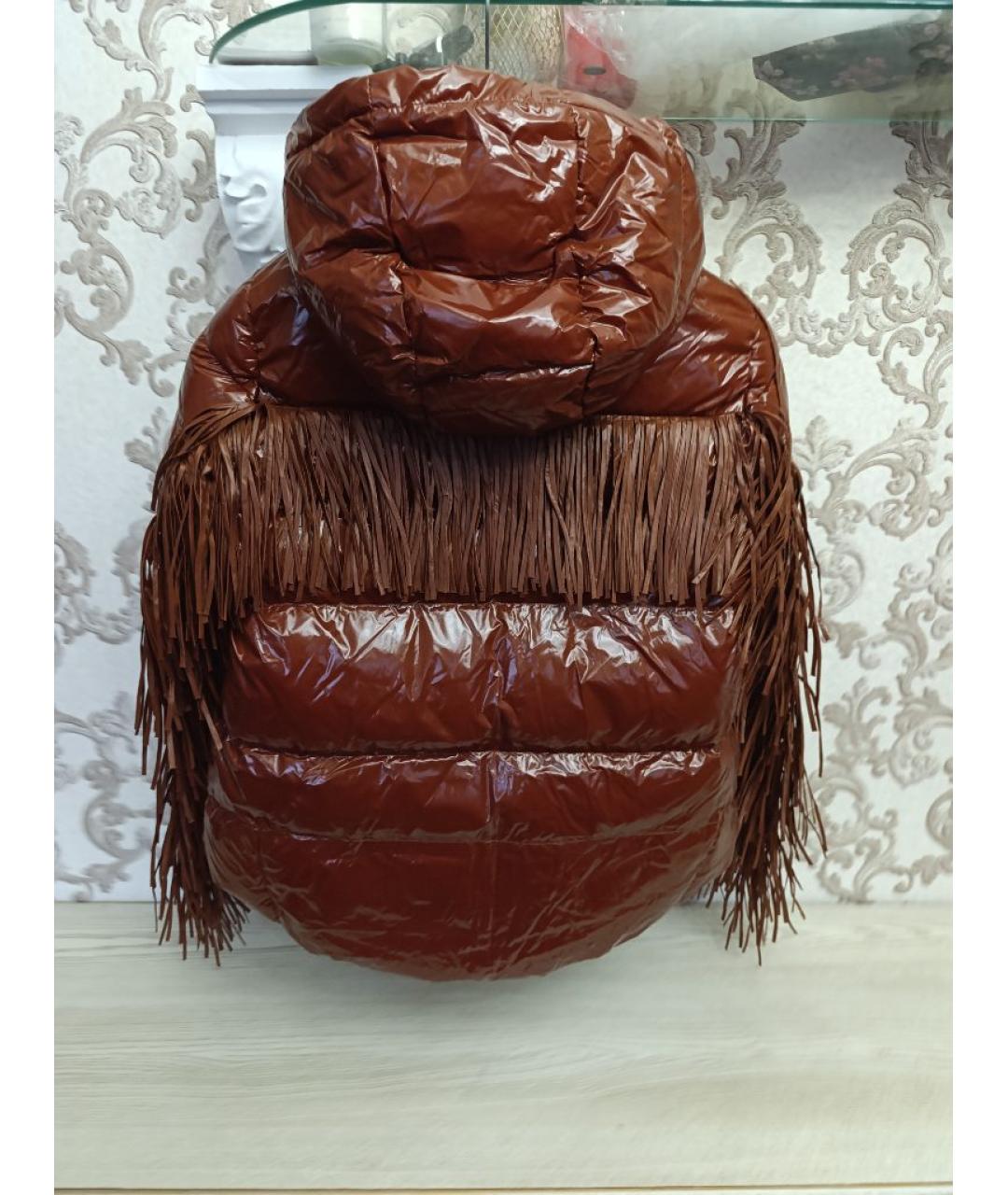 PINKO Коричневый полиэстеровый пуховик, фото 2