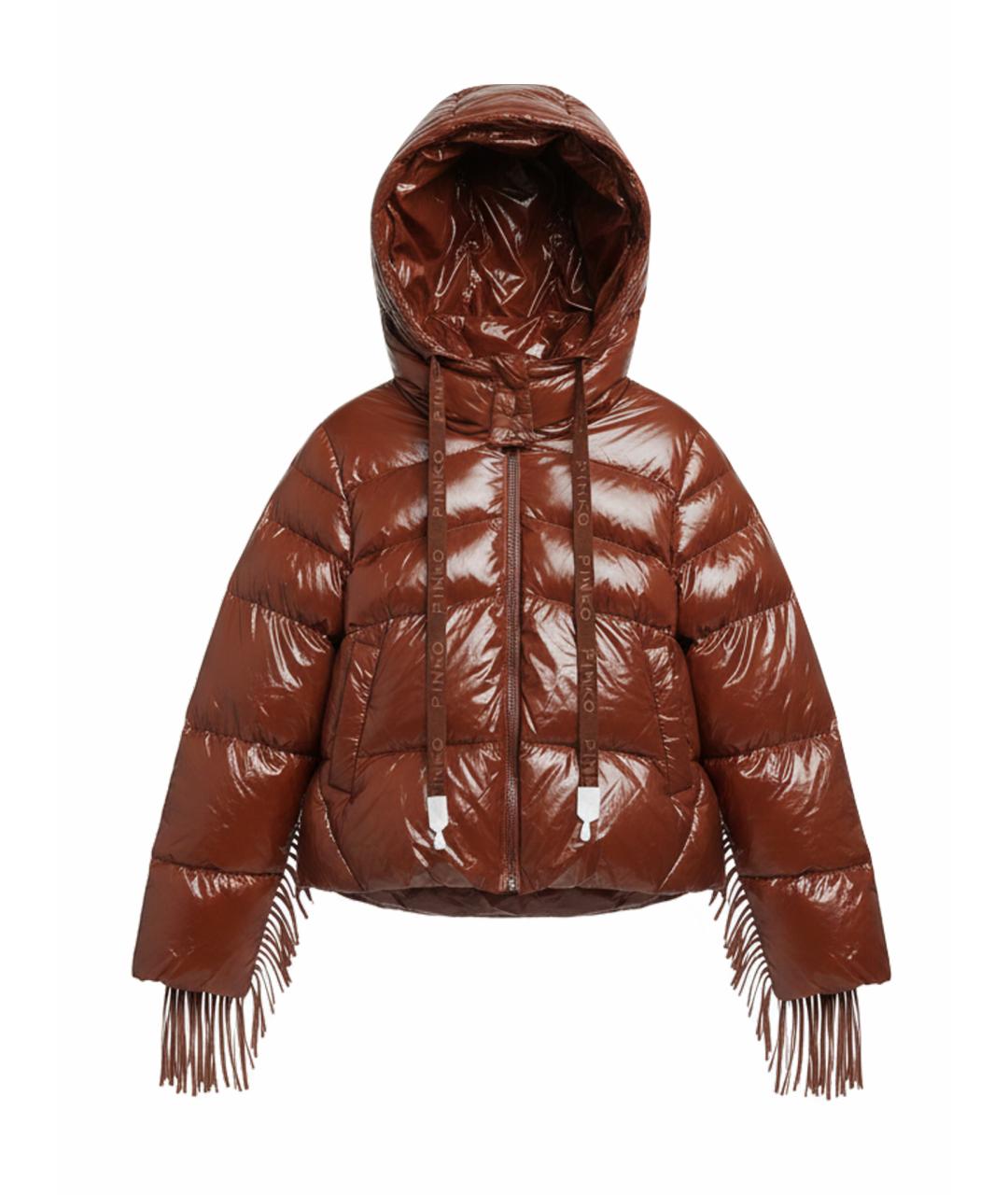 PINKO Коричневый полиэстеровый пуховик, фото 1