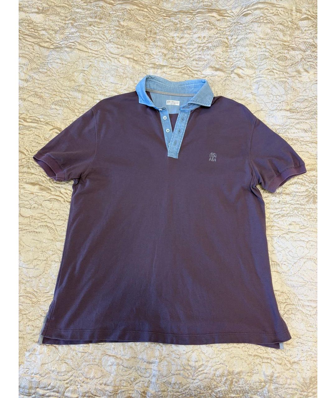 BRUNELLO CUCINELLI Фиолетовое хлопковое поло с коротким рукавом, фото 6