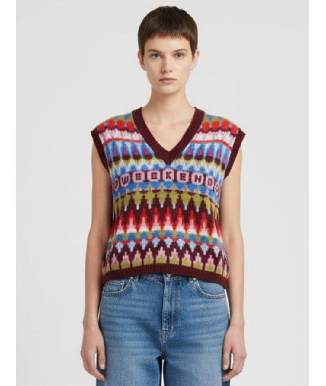 WEEKEND MAX MARA Мульти шерстяная жилетка, фото 5