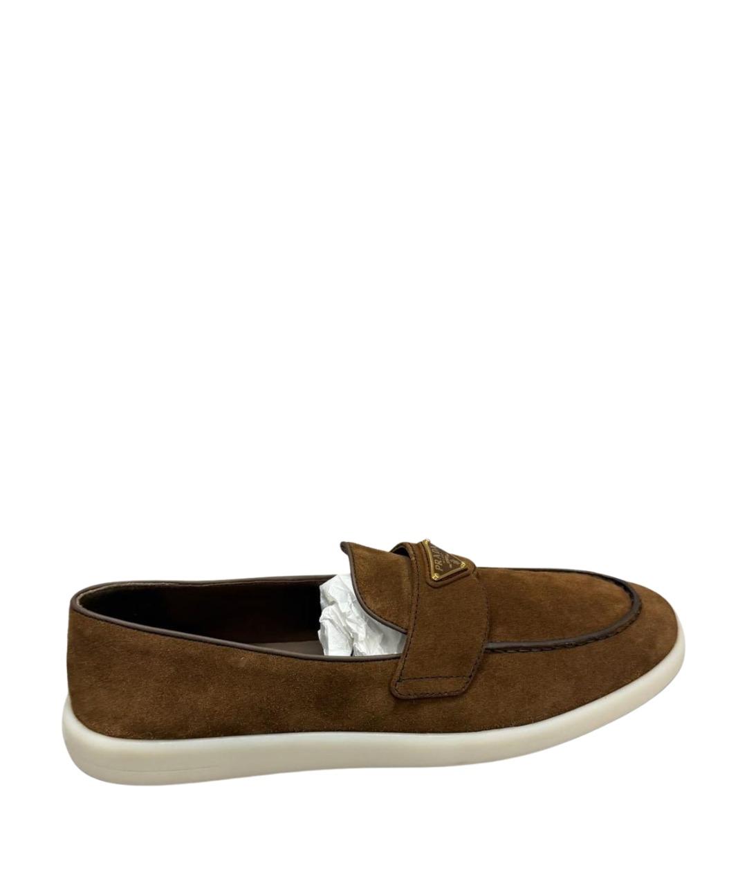 PRADA Коричневые замшевые лоферы, фото 1