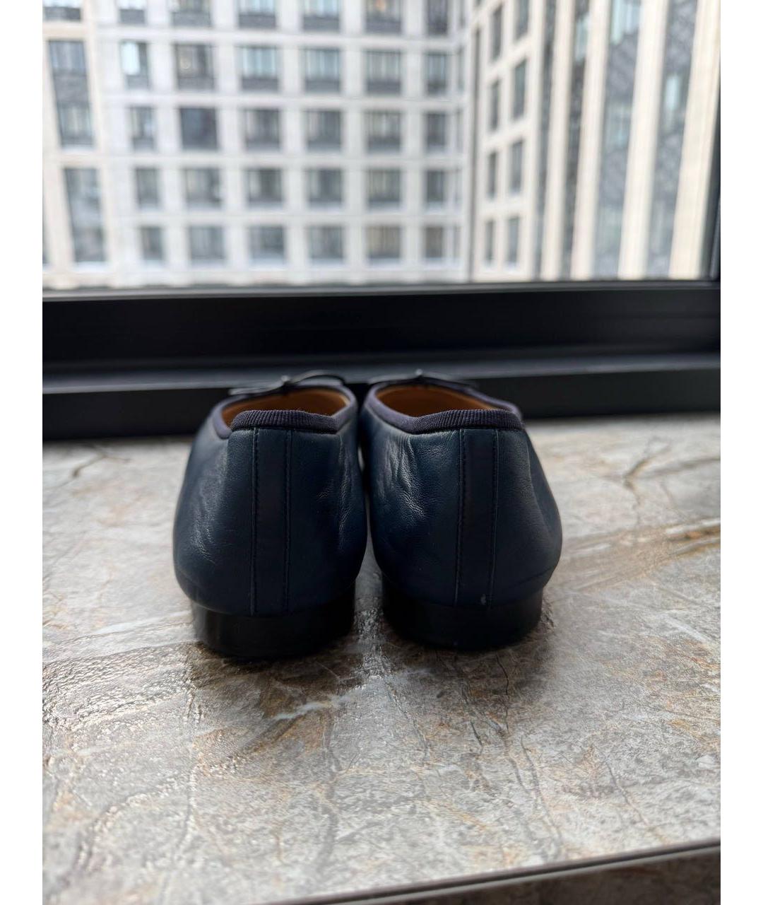 CHANEL Темно-синие кожаные балетки, фото 4